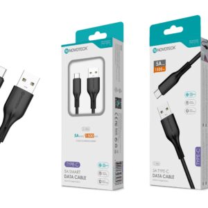 Cabo de Dados Fast Charge 5A PVC Macaron Design Negro Type-C USB 1.5M