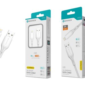 Cabo de Dados Fast Charge 5A PVC Macaron Design Branco Lightning USB 1.5M