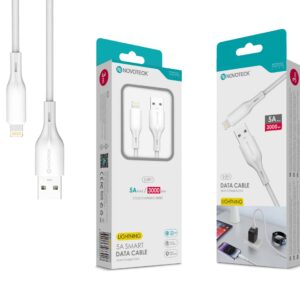 Cabo de Dados Fast Charge 5A PVC Macaron Design Branco Lightning USB 3.0M