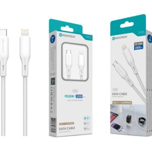 Cabo de Dados Fast Charge 5A PVC Macaron Design Branco USB-C to Lightinig 2.0M