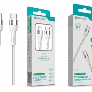 Cabo de Dados Trançado Nylon 3.1A Carregamento Rápido Branco USB-C to Type-C 1.0M