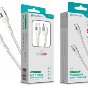 Cabo de Dados Trançado Nylon 3.1A Carregamento Rápido Branco USB-C to Type-C 3.0M