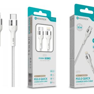 Cabo de Dados Trançado Nylon 3.1A Carregamento Rápido Branco USB-C to Lightinig 1.0M