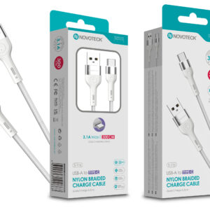 Cabo de Dados Trançado Nylon 3.1A Carregamento Rápido Branco Type-C USB 3.0M