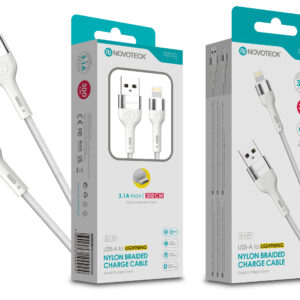 Cabo de Dados Trançado Nylon 3.1A Carregamento Rápido Branco Lightning USB 3.0M