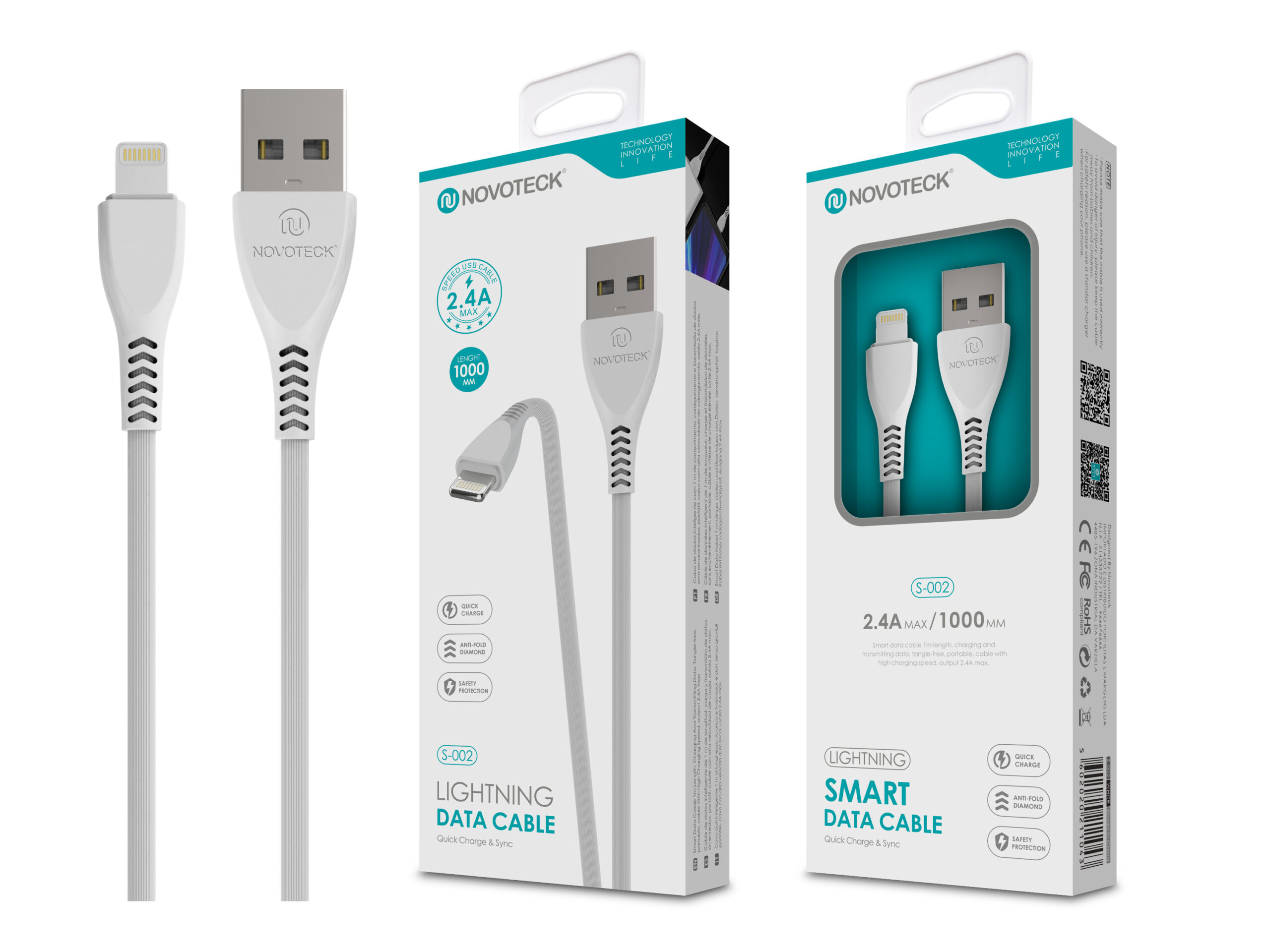 Cabo Lightning Branco 2.4A 1M S-002