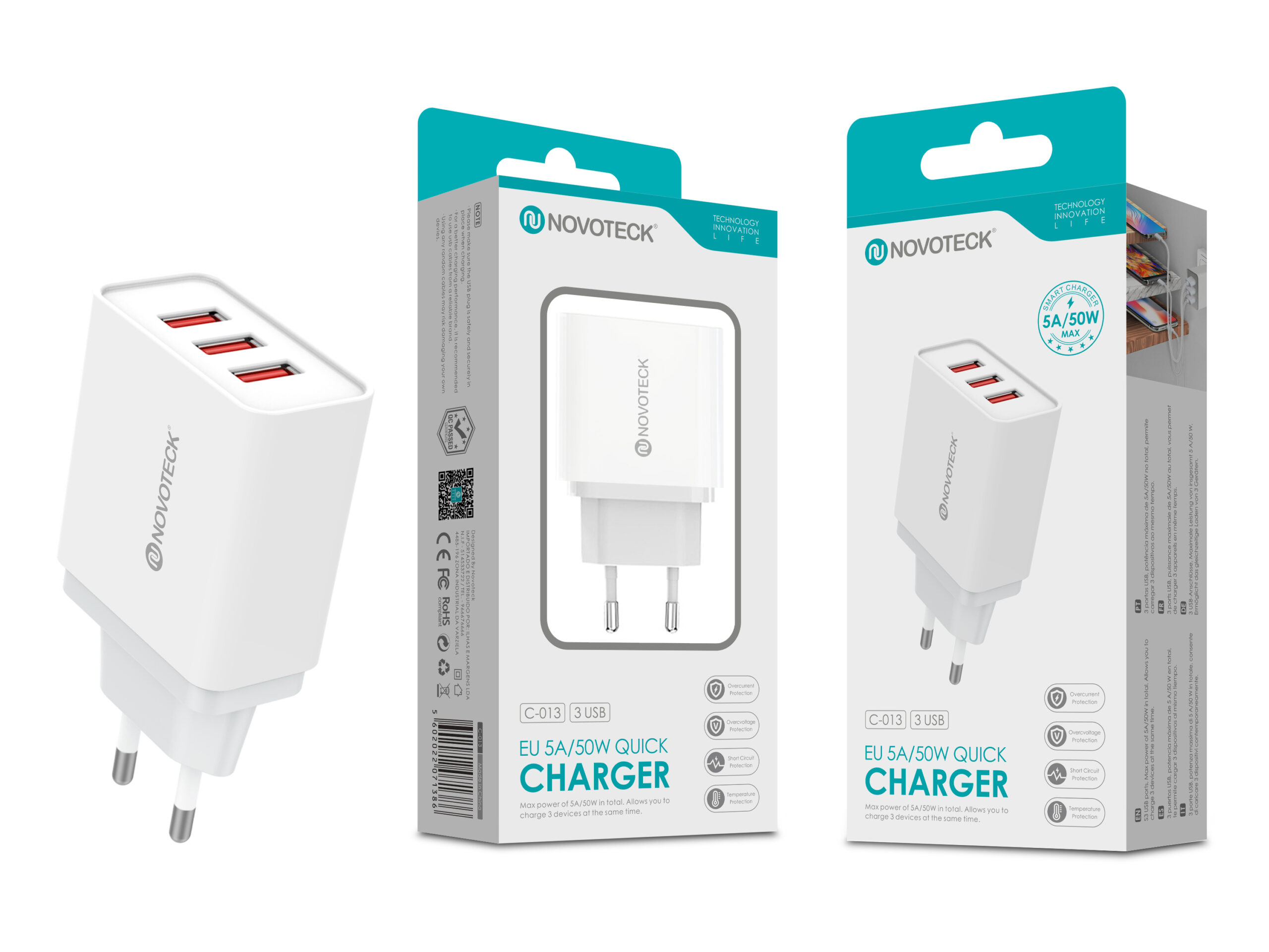 Carregador 5A 3 USB NOVOTECK C-013