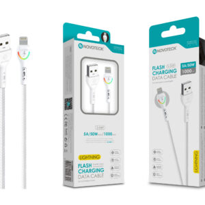 Cabo Lightning Branco 5A 50W 1M S-049 com Luz Indicador