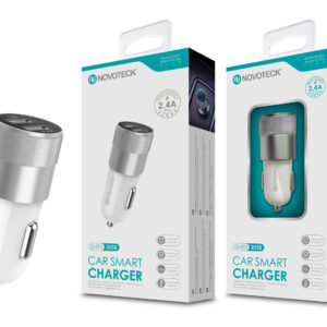 Carregador Automóvel Isqueiro Branco com Duas Portas USB 2.4A Q-001