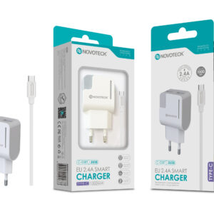 Carregador com Cabo Type-C Branco 2.4A 2 USB Full Compatible C-008T