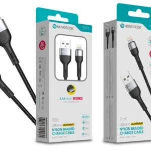 Cabo de Dados Trançado Nylon 3.1A Carregamento Rápido Negro Lightning USB 3.0M